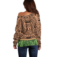 Hawaii Warrior Tattoo Inspired Off Shoulder Sweater Tropical Leaf Skirt Costume