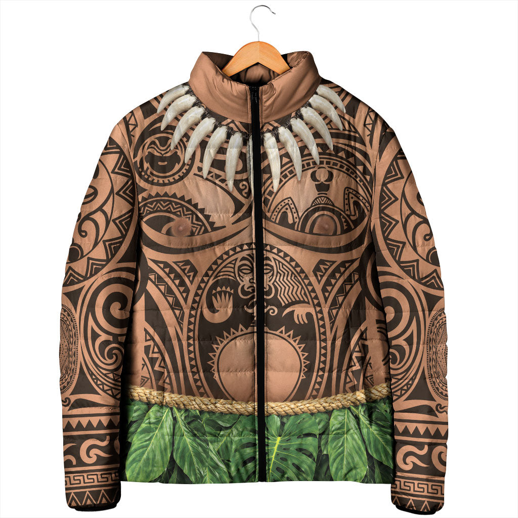 Hawaii Warrior Tattoo Inspired Padded Jacket Tropical Leaf Skirt Costume LT05 - Polynesian Pride