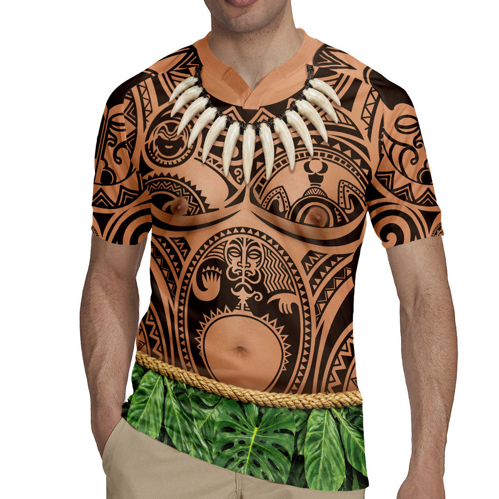 Hawaii Warrior Tattoo Inspired Rugby Jersey Tropical Leaf Skirt Costume LT05 - Polynesian Pride