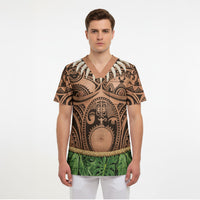 Hawaii Warrior Tattoo Inspired Scrub Top Tropical Leaf Skirt Costume LT05 - Polynesian Pride