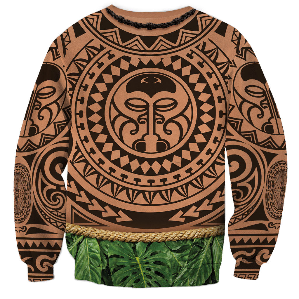 Hawaii Warrior Tattoo Inspired Sweatshirt Tropical Leaf Skirt Costume