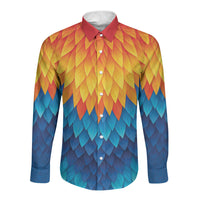 Polynesia Colorful Rooster Costume Long Sleeve Button Shirt