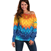 Polynesia Colorful Rooster Costume Off Shoulder Sweater