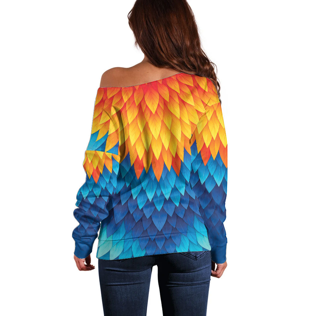 Polynesia Colorful Rooster Costume Off Shoulder Sweater