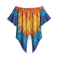 Polynesia Colorful Rooster Costume Off Shoulder Wrap Waist Top