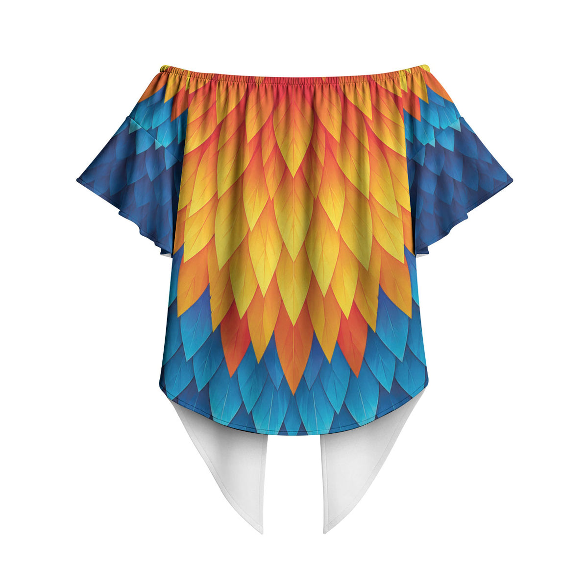 Polynesia Colorful Rooster Costume Off Shoulder Wrap Waist Top