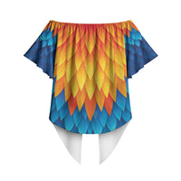 Polynesia Colorful Rooster Costume Off Shoulder Wrap Waist Top