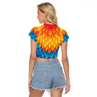 Polynesia Colorful Rooster Costume Raglan Cropped T Shirt LT05 - Polynesian Pride