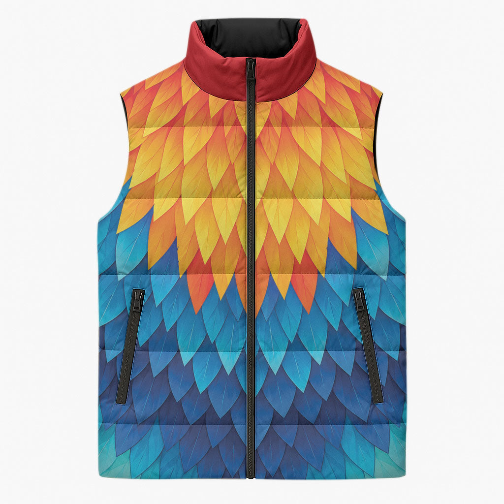Polynesia Colorful Rooster Costume Sleeveless Puffer Jacket