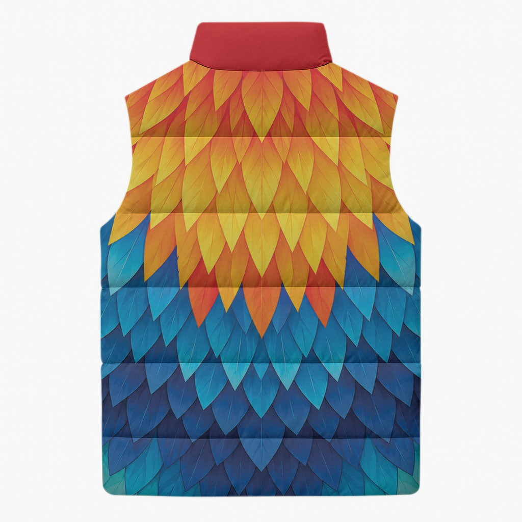 Polynesia Colorful Rooster Costume Sleeveless Puffer Jacket