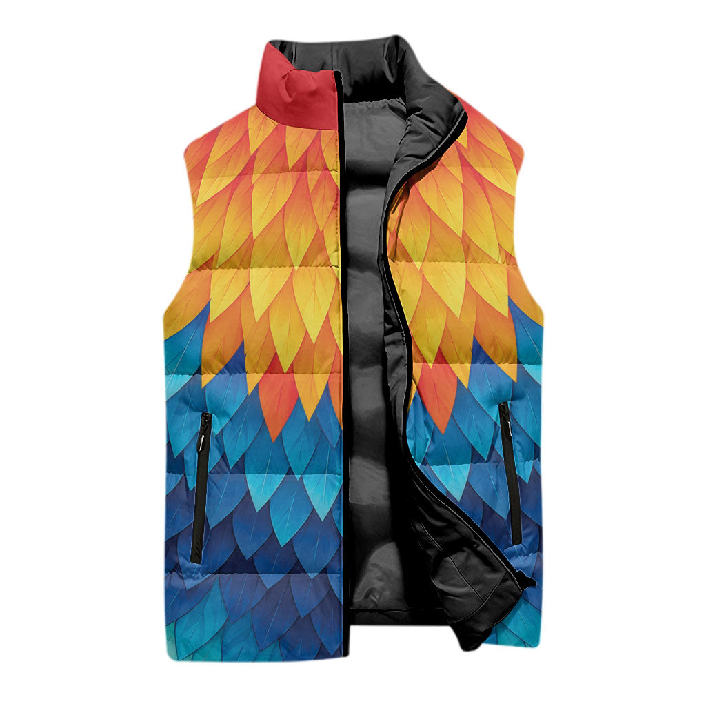 Polynesia Colorful Rooster Costume Sleeveless Puffer Jacket
