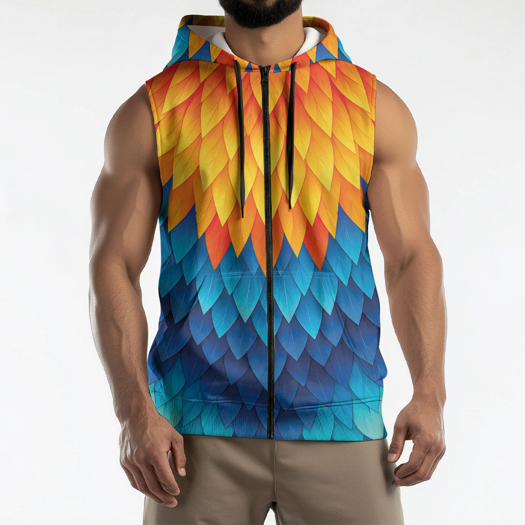 Polynesia Colorful Rooster Costume Sleeveless Zip Hoodie LT05 - Polynesian Pride
