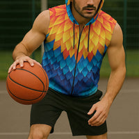 Polynesia Colorful Rooster Costume Sleeveless Zip Hoodie LT05 - Polynesian Pride