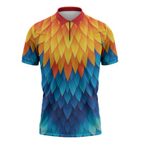 Polynesia Colorful Rooster Costume Zipper Polo Shirt