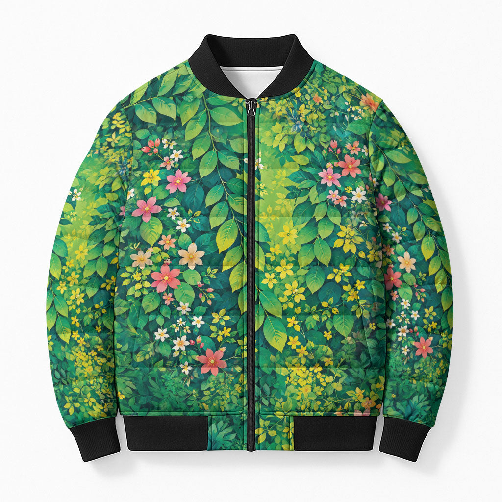 Polynesian Enchanted Mother Nature Costume Bomber Puffer Jacket LT05 Unisex Green - Polynesian Pride