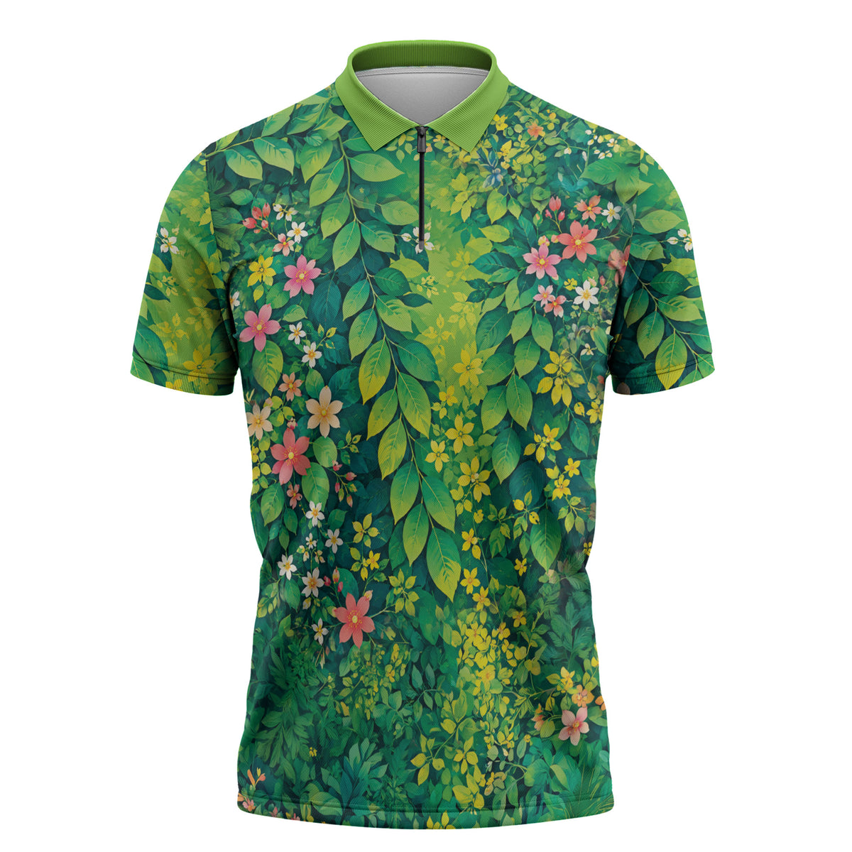 Polynesian Enchanted Mother Nature Costume Zipper Polo Shirt LT05 Green - Polynesian Pride