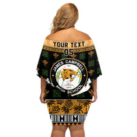Custom Hawaii James Campbell High School Christmas Family Matching Off Shoulder Short Dress and Hawaiian Shirt Tropical Santa Claus LT05 - Polynesian Pride
