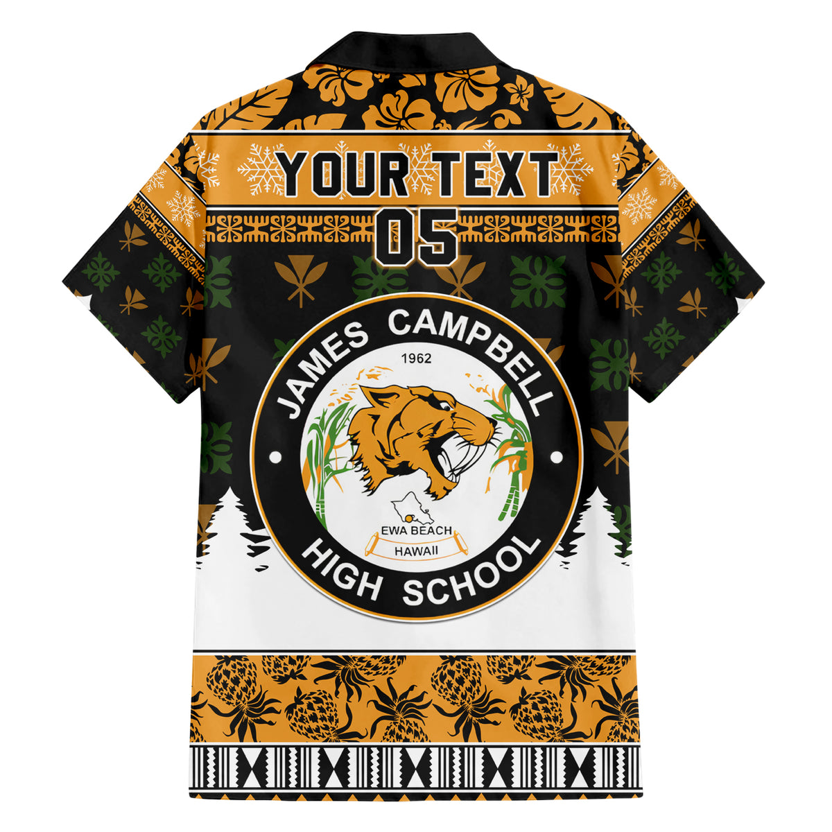 Custom Hawaii James Campbell High School Christmas Family Matching Short Sleeve Bodycon Dress and Hawaiian Shirt Tropical Santa Claus LT05 - Polynesian Pride