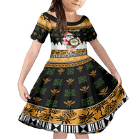Custom Hawaii James Campbell High School Christmas Family Matching Tank Maxi Dress and Hawaiian Shirt Tropical Santa Claus LT05 Daughter's Dress Black - Polynesian Pride