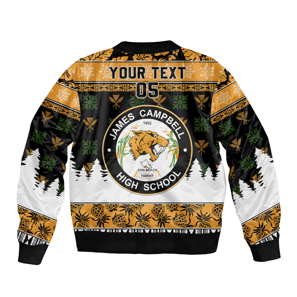 Custom Hawaii James Campbell High School Christmas Sleeve Zip Bomber Jacket Tropical Santa Claus LT05 - Polynesian Pride