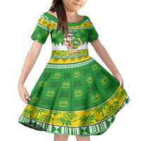 Custom Hawaii Kaimuki High School Christmas Family Matching Tank Maxi Dress and Hawaiian Shirt Tropical Santa Claus LT05 Daughter's Dress Green - Polynesian Pride