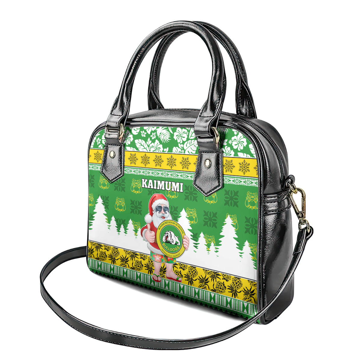Custom Hawaii Kaimuki High School Christmas Shoulder Handbag Tropical Santa Claus LT05 - Polynesian Pride