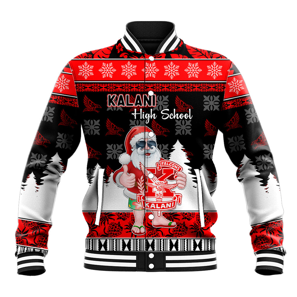 Custom Hawaii Kalani High School Christmas Baseball Jacket Tropical Santa Claus LT05 Unisex Red - Polynesian Pride