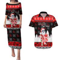 Custom Hawaii Kalani High School Christmas Couples Matching Puletasi Dress and Hawaiian Shirt Tropical Santa Claus LT05 Red - Polynesian Pride