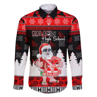 Custom Hawaii Kalani High School Christmas Family Matching Off Shoulder Long Sleeve Dress and Hawaiian Shirt Tropical Santa Claus LT05 Dad's Shirt - Long Sleeve Red - Polynesian Pride