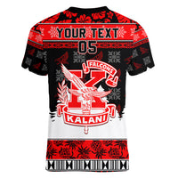 Custom Hawaii Kalani High School Christmas Women V Neck T Shirt Tropical Santa Claus LT05 - Polynesian Pride