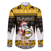 Custom Hawaii Nanakuli High and Intermediate School Christmas Family Matching Off Shoulder Short Dress and Hawaiian Shirt Tropical Santa Claus LT05 Dad's Shirt - Long Sleeve Yellow - Polynesian Pride