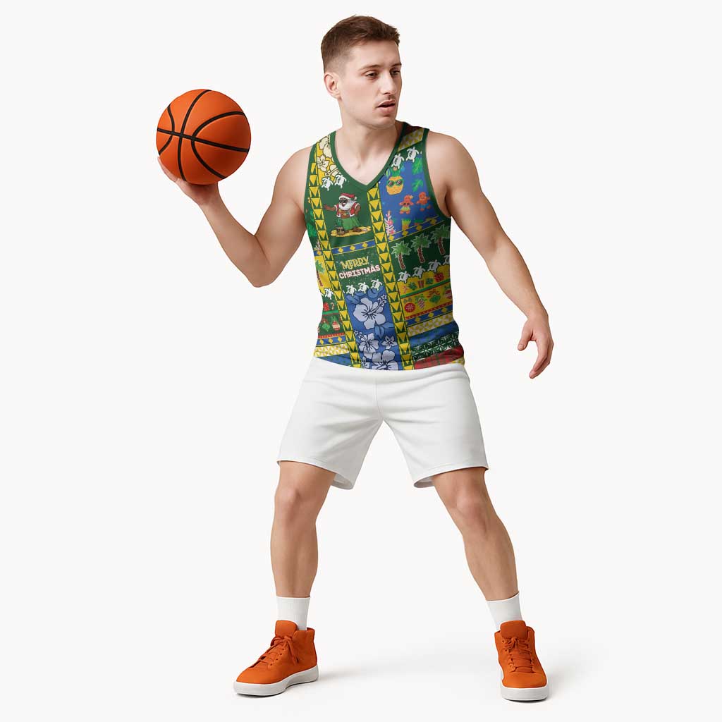 Solomon Islands Christmas Basketball Jersey Festive Beach Vibes - Polynesian Pride
