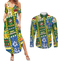 Solomon Islands Christmas Couples Matching Summer Maxi Dress and Long Sleeve Button Shirt Festive Beach Vibes - Polynesian Pride
