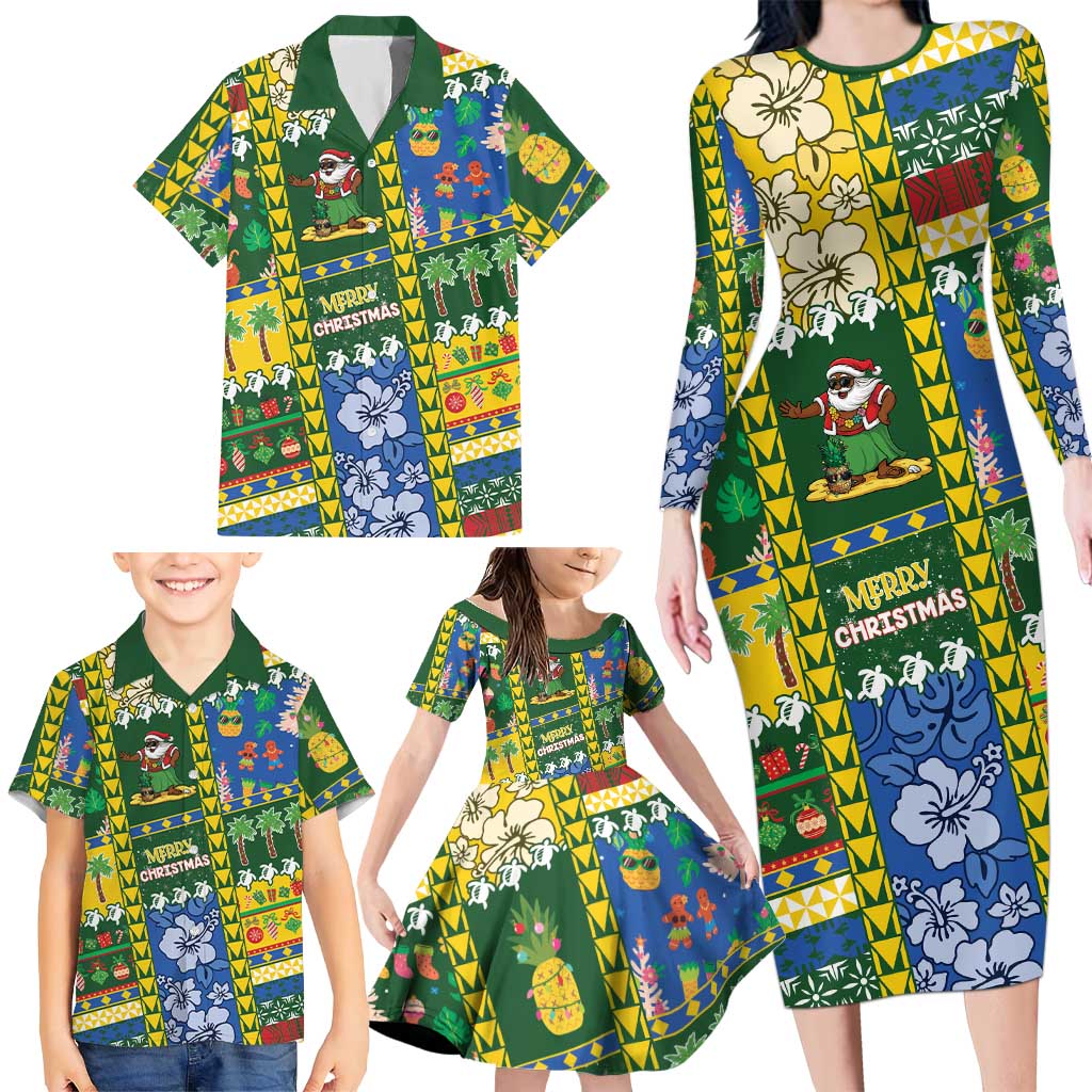 Solomon Islands Christmas Family Matching Long Sleeve Bodycon Dress and Hawaiian Shirt Festive Beach Vibes LT05 - Polynesian Pride
