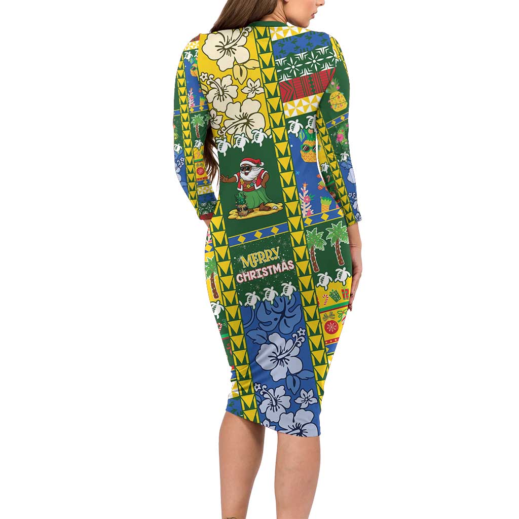 Solomon Islands Christmas Family Matching Long Sleeve Bodycon Dress and Hawaiian Shirt Festive Beach Vibes LT05 - Polynesian Pride