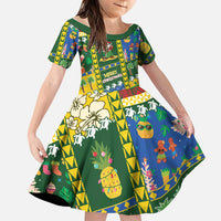Solomon Islands Christmas Family Matching Mermaid Dress and Hawaiian Shirt Festive Beach Vibes LT05 Daughter's Dress Green - Polynesian Pride