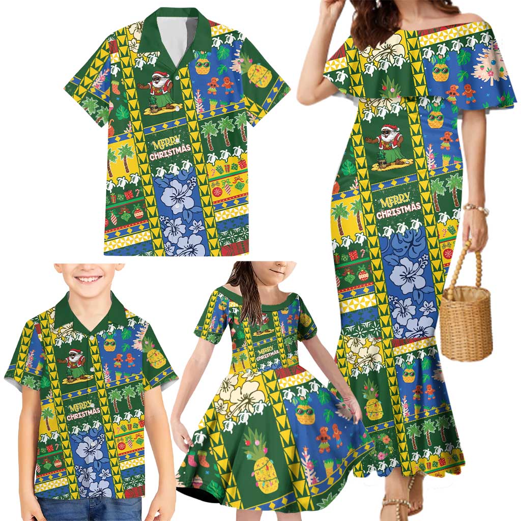 Solomon Islands Christmas Family Matching Mermaid Dress and Hawaiian Shirt Festive Beach Vibes LT05 - Polynesian Pride