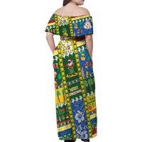 Solomon Islands Christmas Family Matching Off Shoulder Maxi Dress and Hawaiian Shirt Festive Beach Vibes LT05 - Polynesian Pride