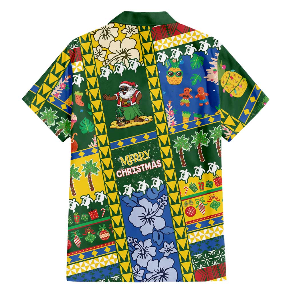 Solomon Islands Christmas Family Matching Off Shoulder Short Dress and Hawaiian Shirt Festive Beach Vibes LT05 - Polynesian Pride