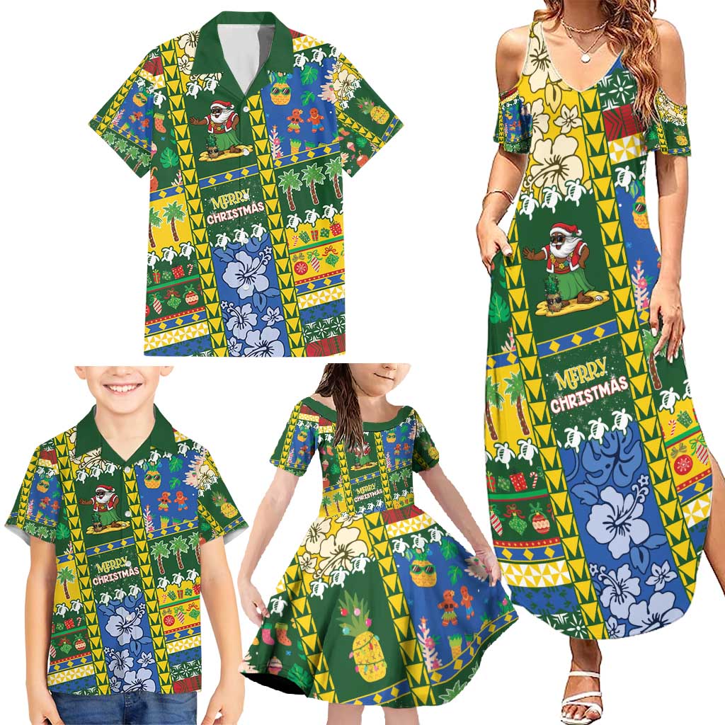 Solomon Islands Christmas Family Matching Summer Maxi Dress and Hawaiian Shirt Festive Beach Vibes - Polynesian Pride