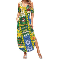Solomon Islands Christmas Family Matching Summer Maxi Dress and Hawaiian Shirt Festive Beach Vibes LT05 Mom's Dress Green - Polynesian Pride