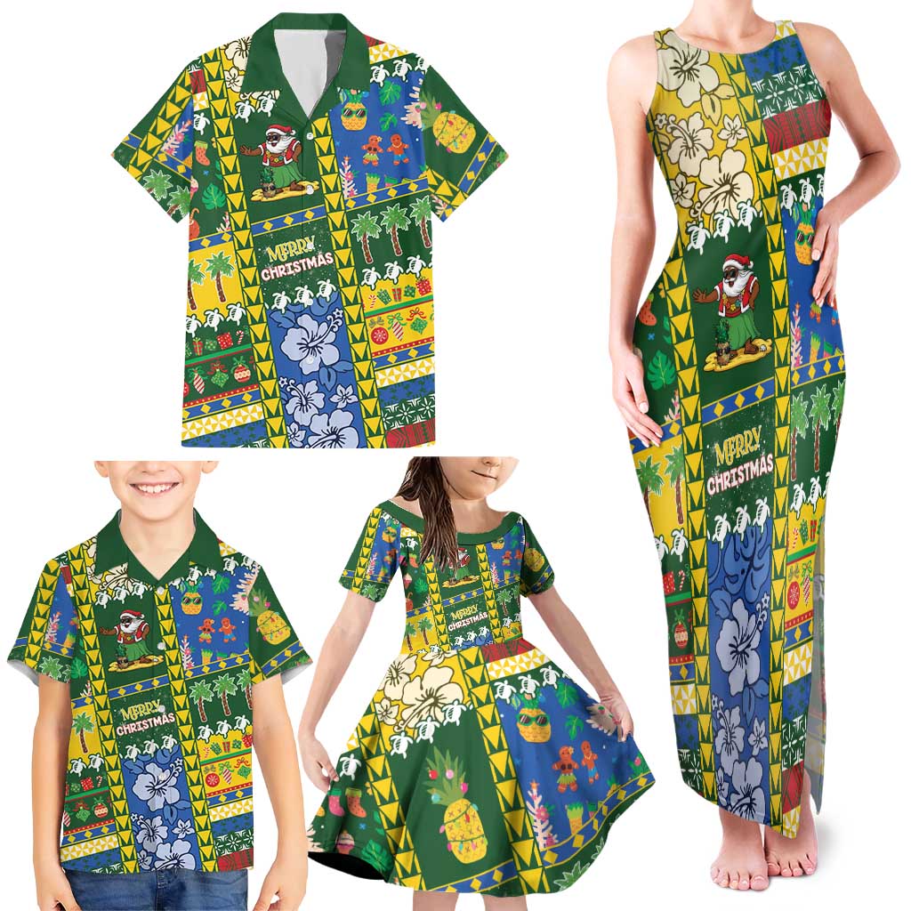 Solomon Islands Christmas Family Matching Tank Maxi Dress and Hawaiian Shirt Festive Beach Vibes LT05 - Polynesian Pride