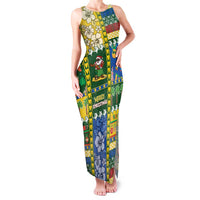 Solomon Islands Christmas Family Matching Tank Maxi Dress and Hawaiian Shirt Festive Beach Vibes LT05 Mom's Dress Green - Polynesian Pride