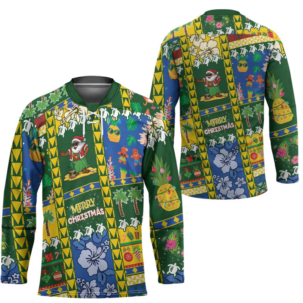 Solomon Islands Christmas Hockey Jersey Festive Beach Vibes - Polynesian Pride