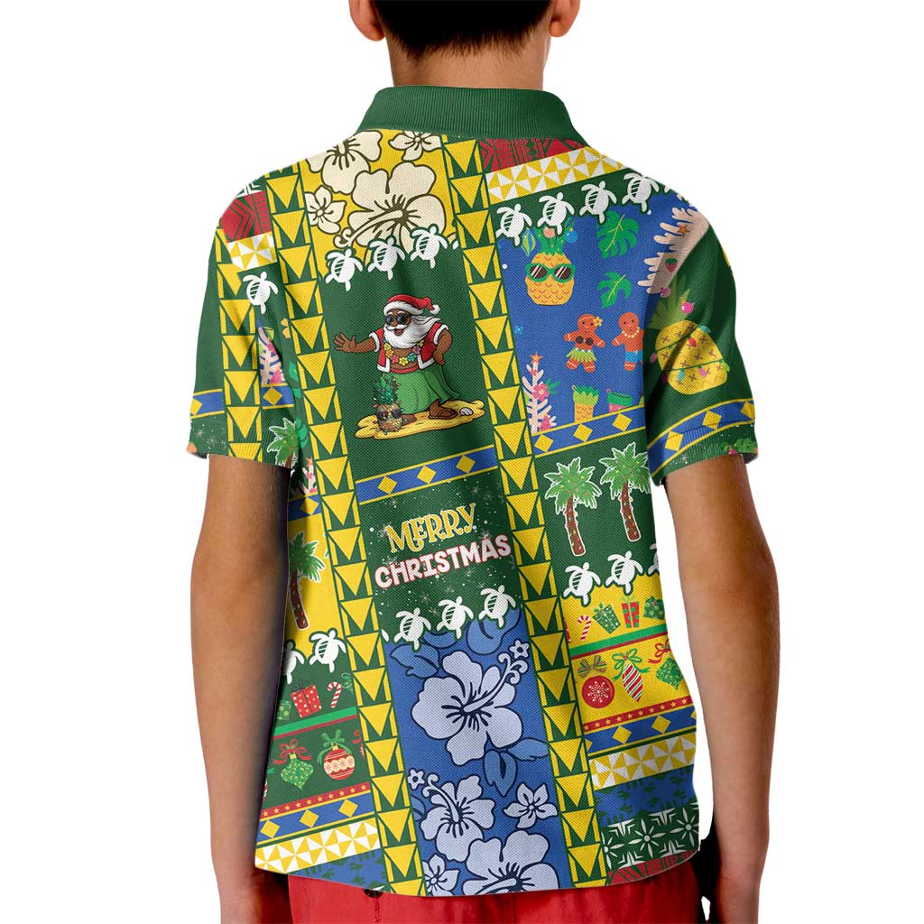 Solomon Islands Christmas Kid Polo Shirt Festive Beach Vibes - Polynesian Pride