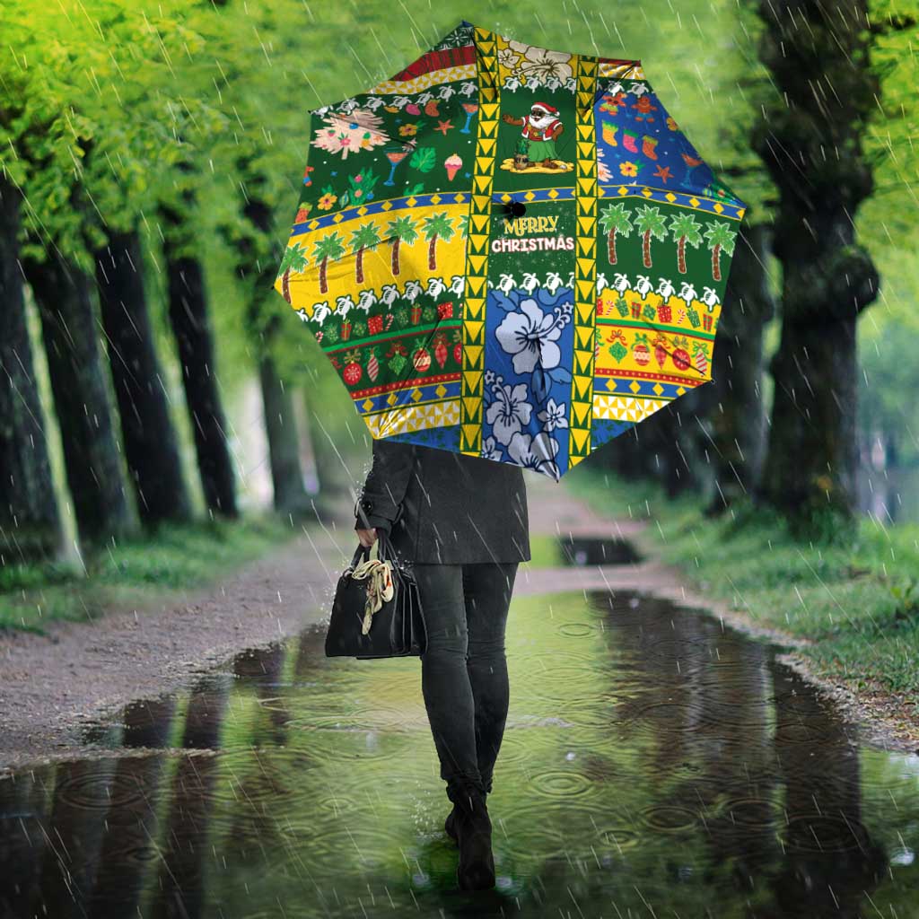 Solomon Islands Christmas Umbrella Festive Beach Vibes - Polynesian Pride