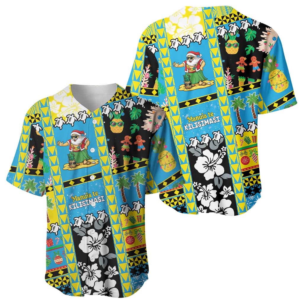 Tuvalu Christmas Baseball Jersey Festive Beach Vibes - Polynesian Pride