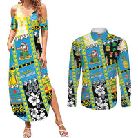 Tuvalu Christmas Couples Matching Summer Maxi Dress and Long Sleeve Button Shirt Festive Beach Vibes - Polynesian Pride