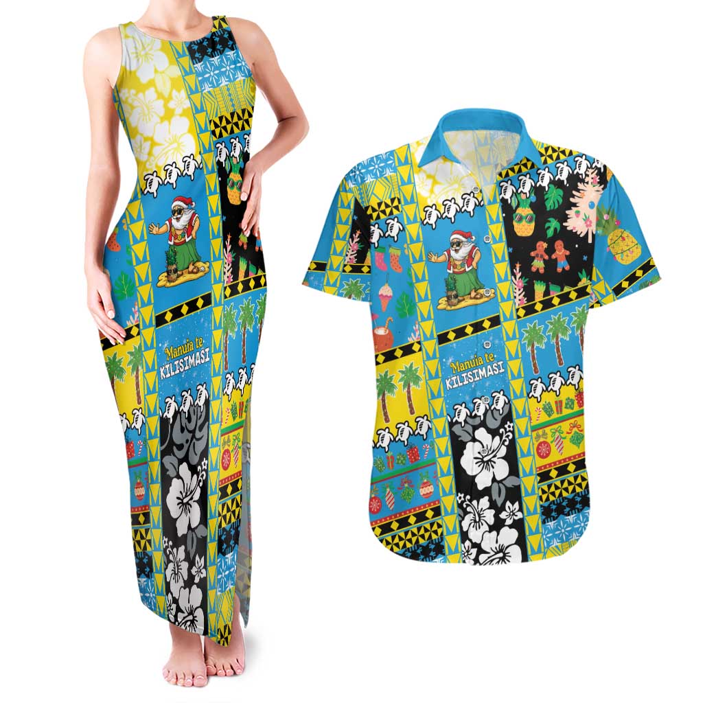 Tuvalu Christmas Couples Matching Tank Maxi Dress and Hawaiian Shirt Festive Beach Vibes - Polynesian Pride