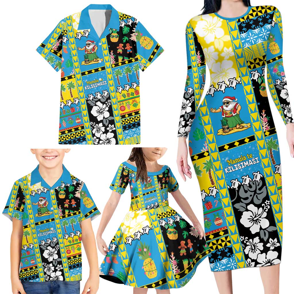 Tuvalu Christmas Family Matching Long Sleeve Bodycon Dress and Hawaiian Shirt Festive Beach Vibes LT05 - Polynesian Pride